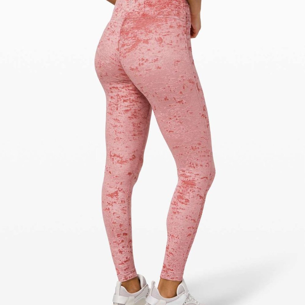 Like New Lululemon Pink Crushed Velvet Limited Edition Leggings Size 8 - Picture 2 of 8